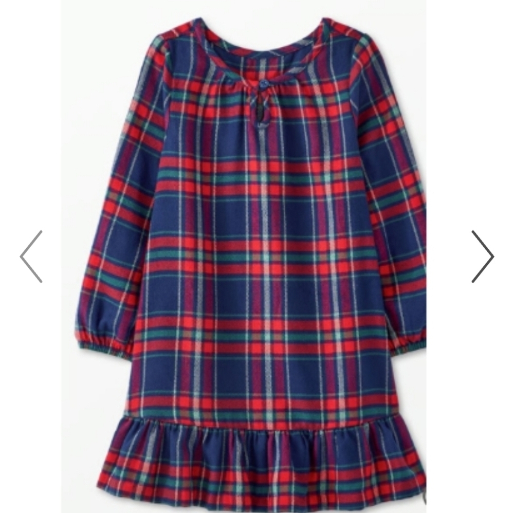 Hanna Andersson Girls Plaid Flannel Nightgown Dress Holiday